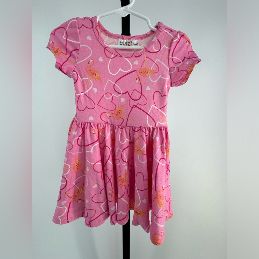 Dot Dot Smile pink heart and flamingo dress size 12-24 months New with tags